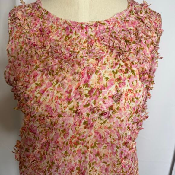 Talbots Pink Floral Textured Sleeveless Blouse Top Size 6 Cotton - Picture 4 of 7